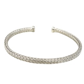 Bracciale rigido argentato intrecciato in Argento 925 rodiato