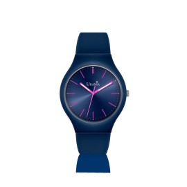 Orologio Colorful blu in silicone quadrante blu e lancette fucsia