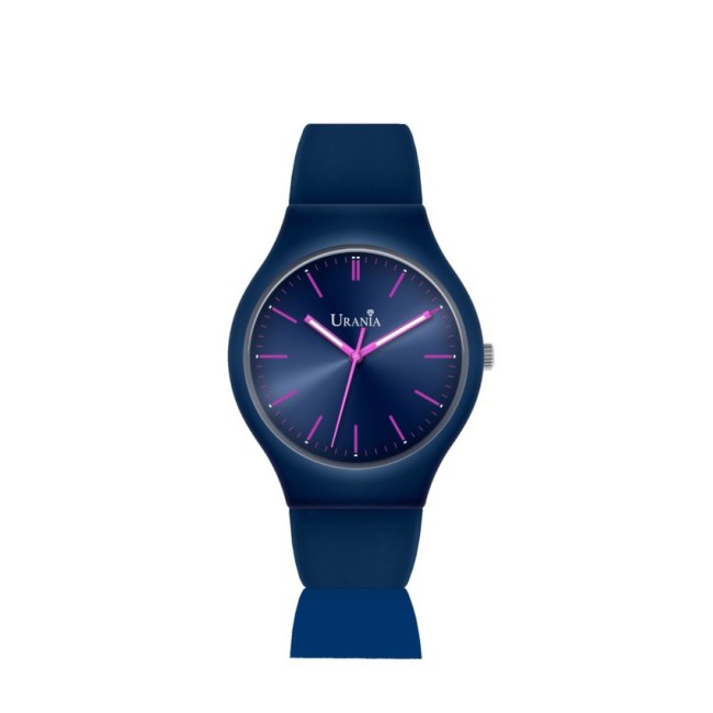 Orologio Colorful blu in silicone quadrante blu e lancette fucsia