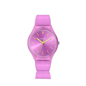 Orologio Colorful fucsia in silicone quadrante fucsia e lancette dorate