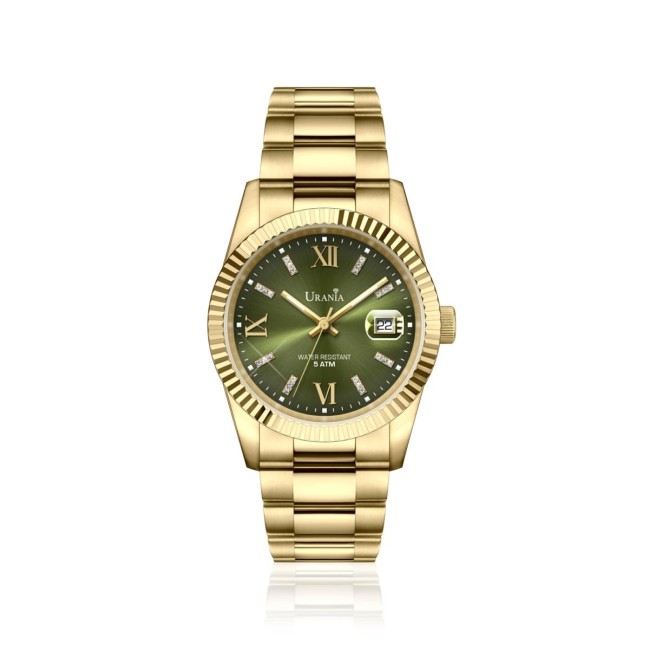 OROLOGIO DONNA ACCIAIO DORATO QUADRANTE VERDE  + DATARIO 