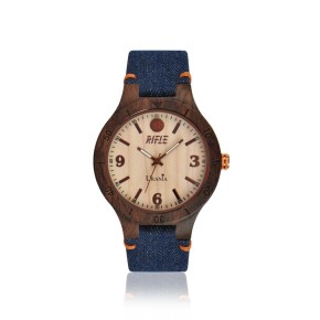 OROLOGIO UOMO IN LEGNO CON CASSA ACERO SCURO BRACC DENIM