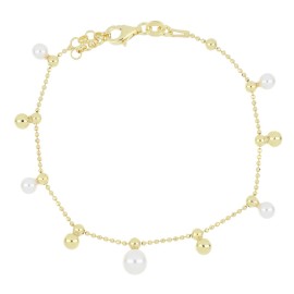 Bracciale dorato con perle pendenti in argento 925