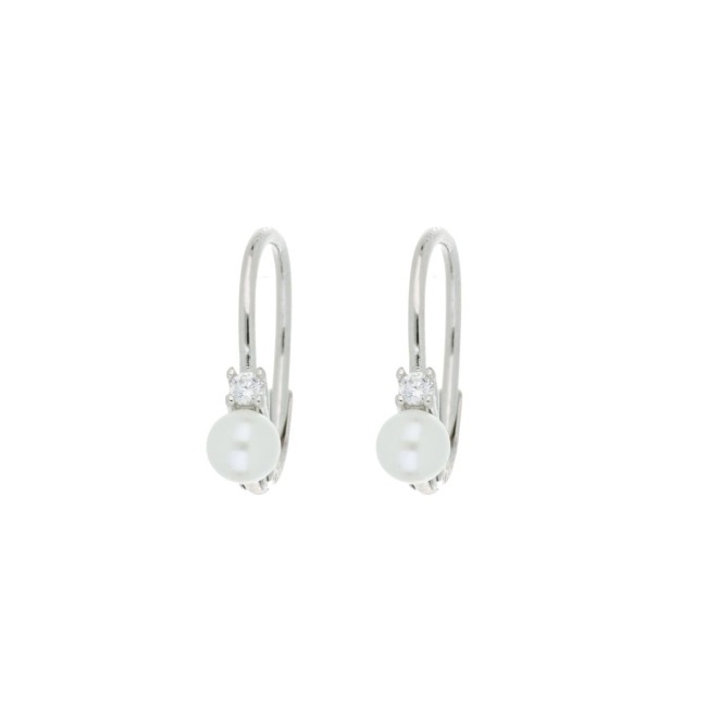 orecchini perla 4 mm monachella con zircone in argento 925