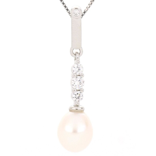 Collana perla pendente catenina veneziana in argento 925