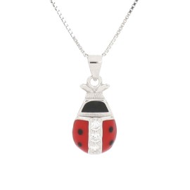 Collana portafortuna coccinella rossa in argento 925