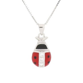 Collana portafortuna coccinella rossa in argento 925