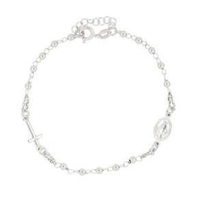 Bracciale rosario argentato liscio in argento 925