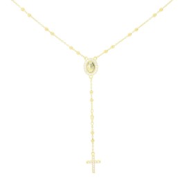 Collana rosario dorata in argento 925 con zirconi 