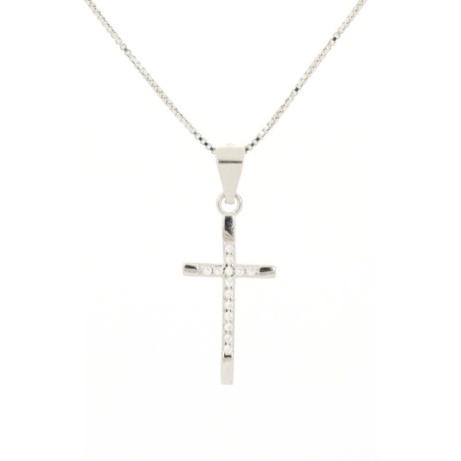 Collana con croce classica pendente in argento 925 