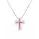 Collana con croce fucsia pendente in argento 925 