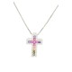 Collana con croce multicolor e zirconi quadrati pendente in argento 925 