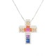 Collana con croce Multicolor pendente in argento 925 