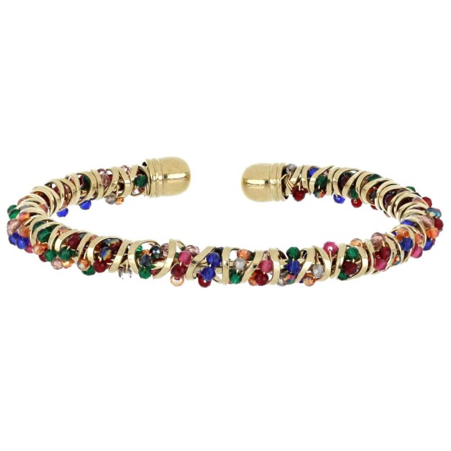 Bracciale Selene dorato cristalli multicolor in acciaio