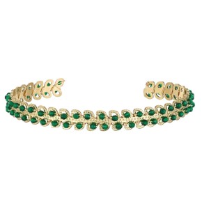 Bracciale Selene dorato foglie cristalli verdi