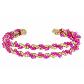 Bracciale Selene dorato doppio cristalli fucsia