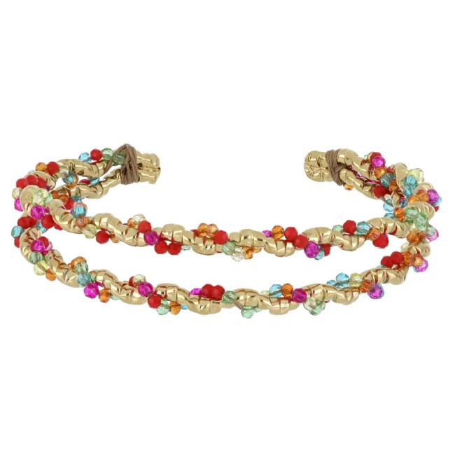 Bracciale Selene dorato doppio cristalli multicolor