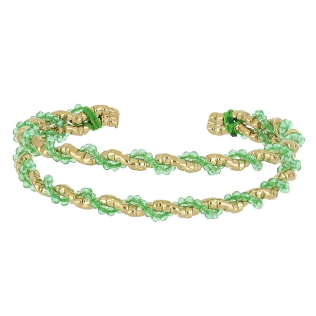 Bracciale Selene dorato doppio cristalli verde chiaro