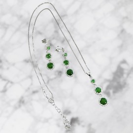 Set Collana + Orecchini Degradè verde Argento 925